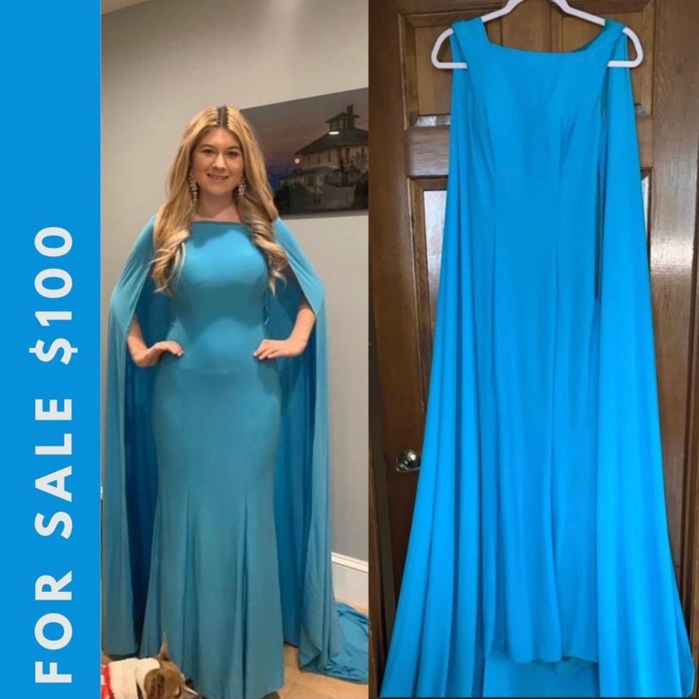 Light blue cape gown size 2